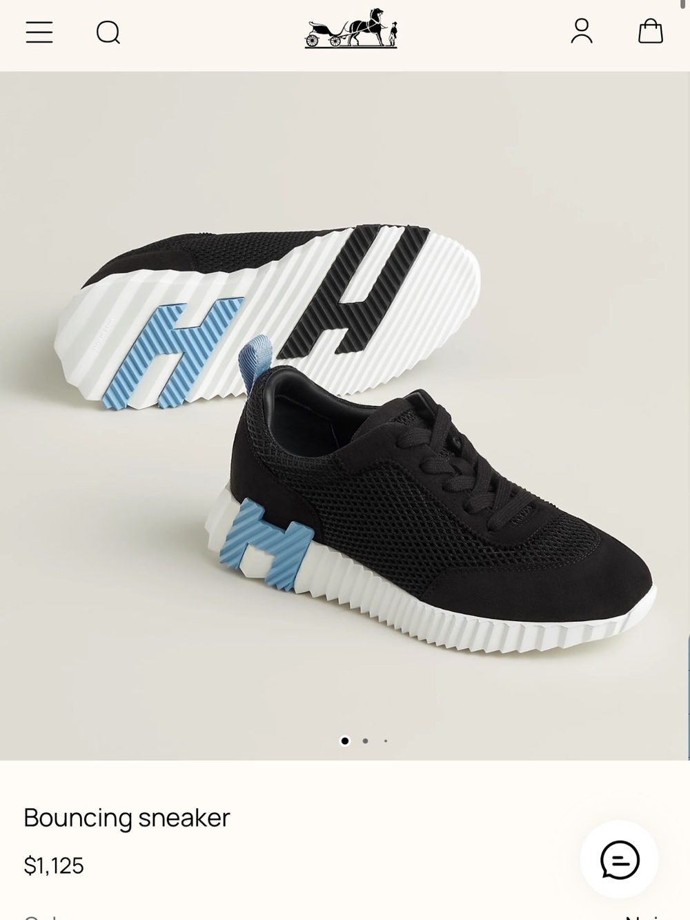 Hermes Black Mesh & Suede Sneakers with Light Blue Sole Accents